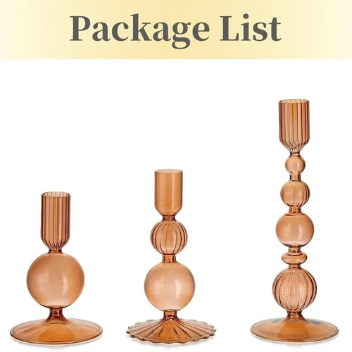 Lot de 3 bougeoirs en verre