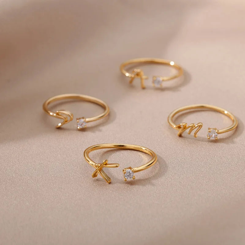 Bague Initiale A-Z — Personnalisée Acier Inoxydable