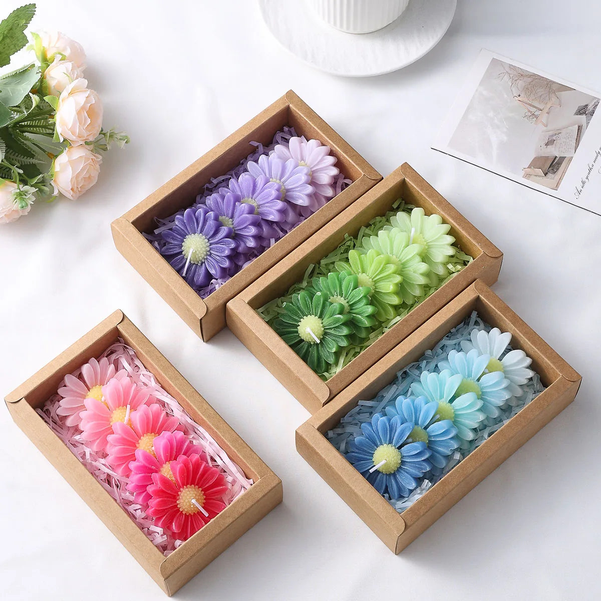 Ensemble de 5 Bougies Parfumées Marguerite — Déco Florale