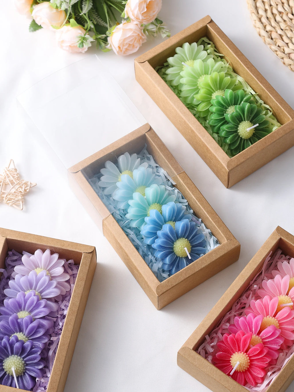 Ensemble de 5 Bougies Parfumées Marguerite — Déco Florale