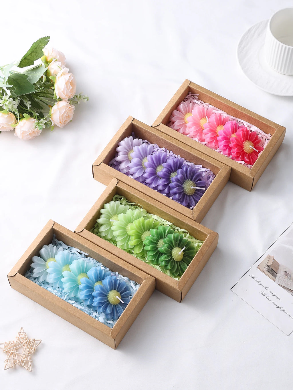 Ensemble de 5 Bougies Parfumées Marguerite — Déco Florale