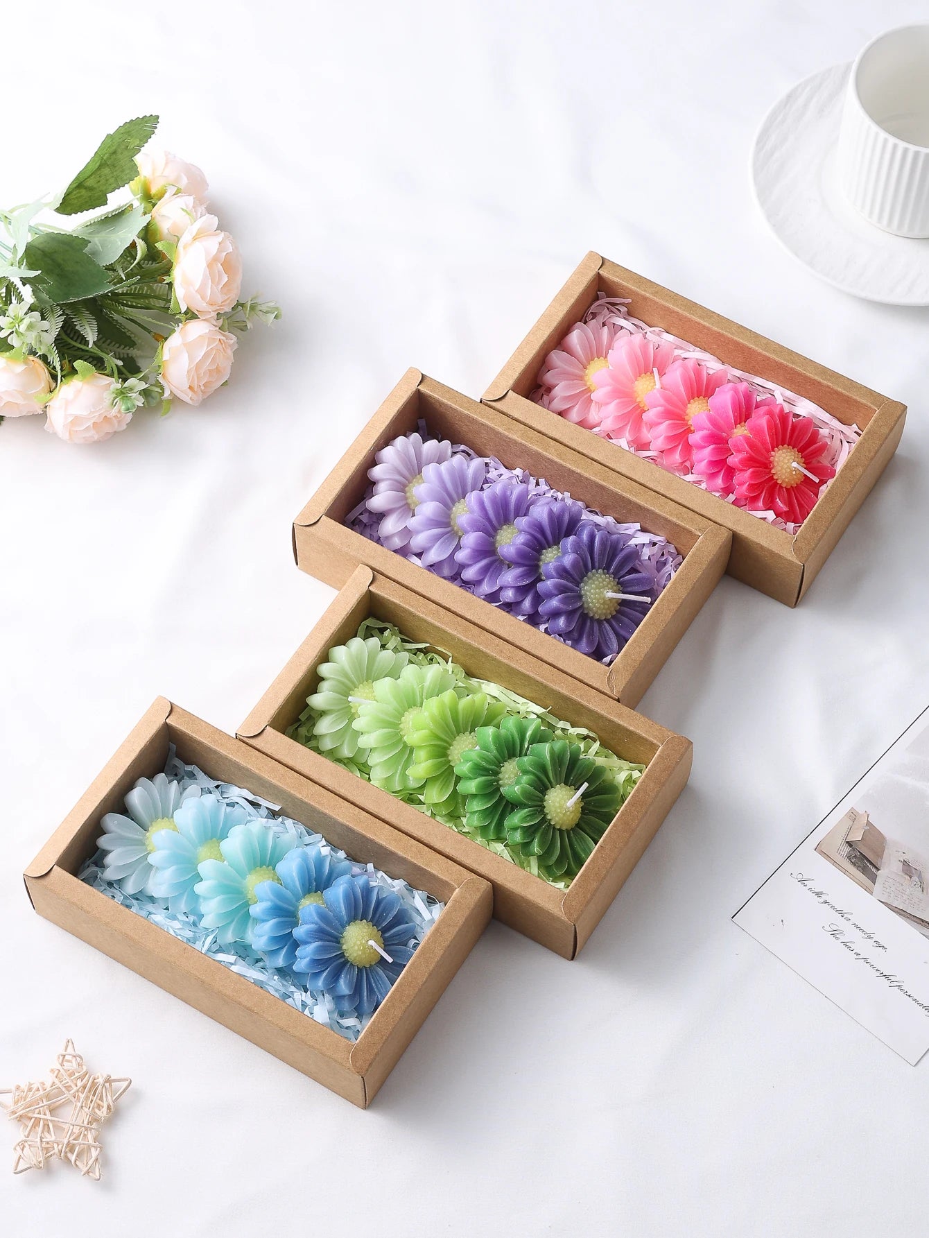 Ensemble de 5 Bougies Parfumées Marguerite — Déco Florale