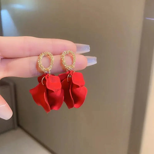 Boucles d'Oreilles Fleur Bohème Colorées — Pendentif Pétale