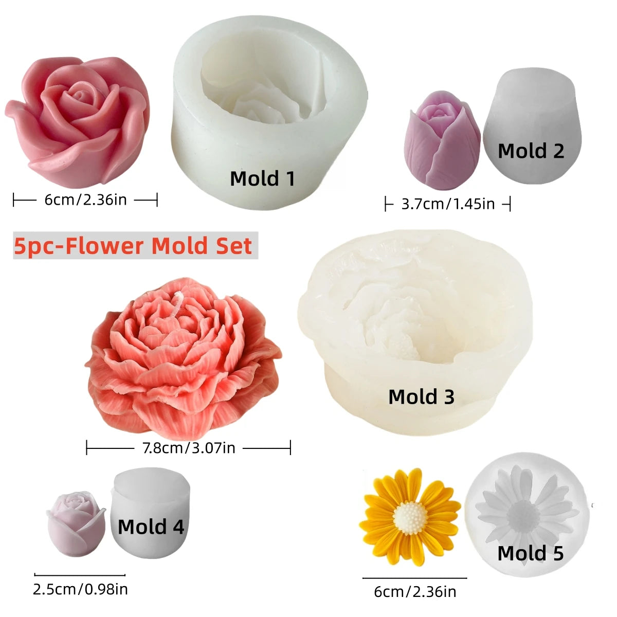 Ensemble de 5 moules en silicone