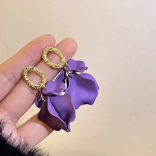 Boucles d'Oreilles Fleur Bohème Colorées — Pendentif Pétale