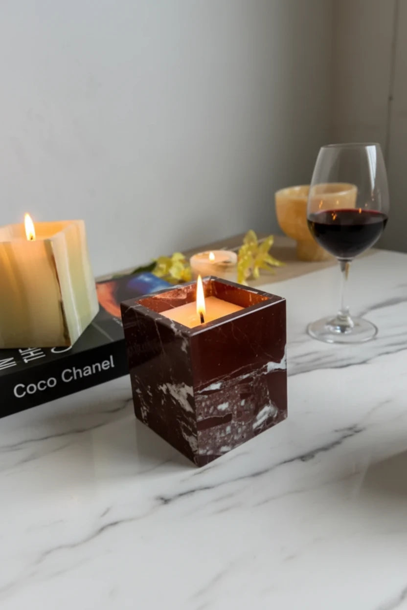Pot en pierre naturelle Calacatta Viola, marbre violet Onyx