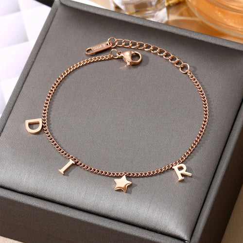 Bracelet Pendentif Étoile & Lettre — Acier Inoxydable