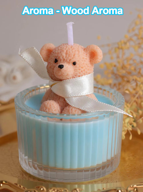 Bougie Ourson Teddy Bear — Cire de Soja, Pot en Verre & Parfum Envoûtant