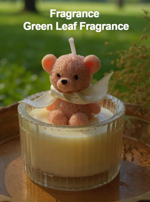 Bougie Ourson Teddy Bear — Cire de Soja, Pot en Verre & Parfum Envoûtant