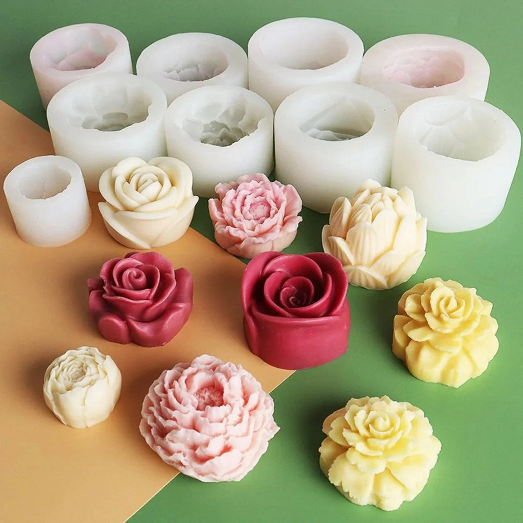 Moule à bougie en silicone Fleur de lotus Tournesol Pivoine Multi-styles Savon