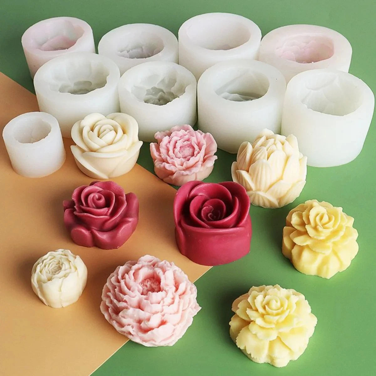 Moule à bougie en silicone Fleur de lotus Tournesol Pivoine Multi-styles Savon