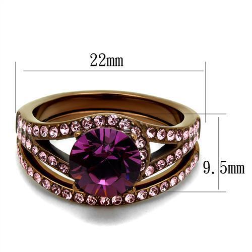 Bague reflet café moka cristal violet