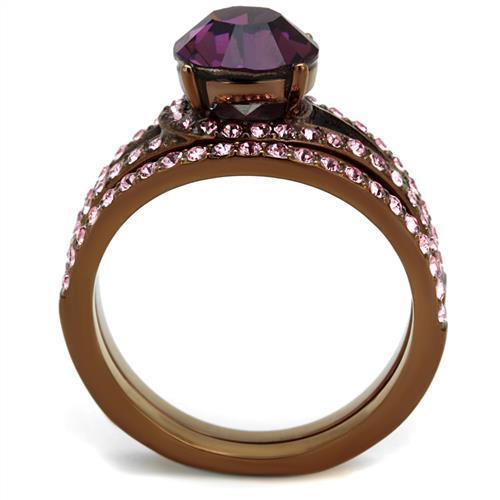 Bague reflet café moka cristal violet