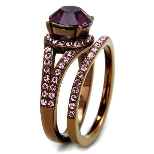 Bague reflet café moka cristal violet