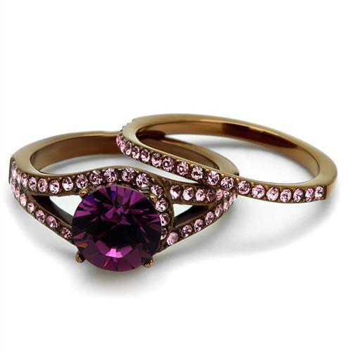 Bague reflet café moka cristal violet