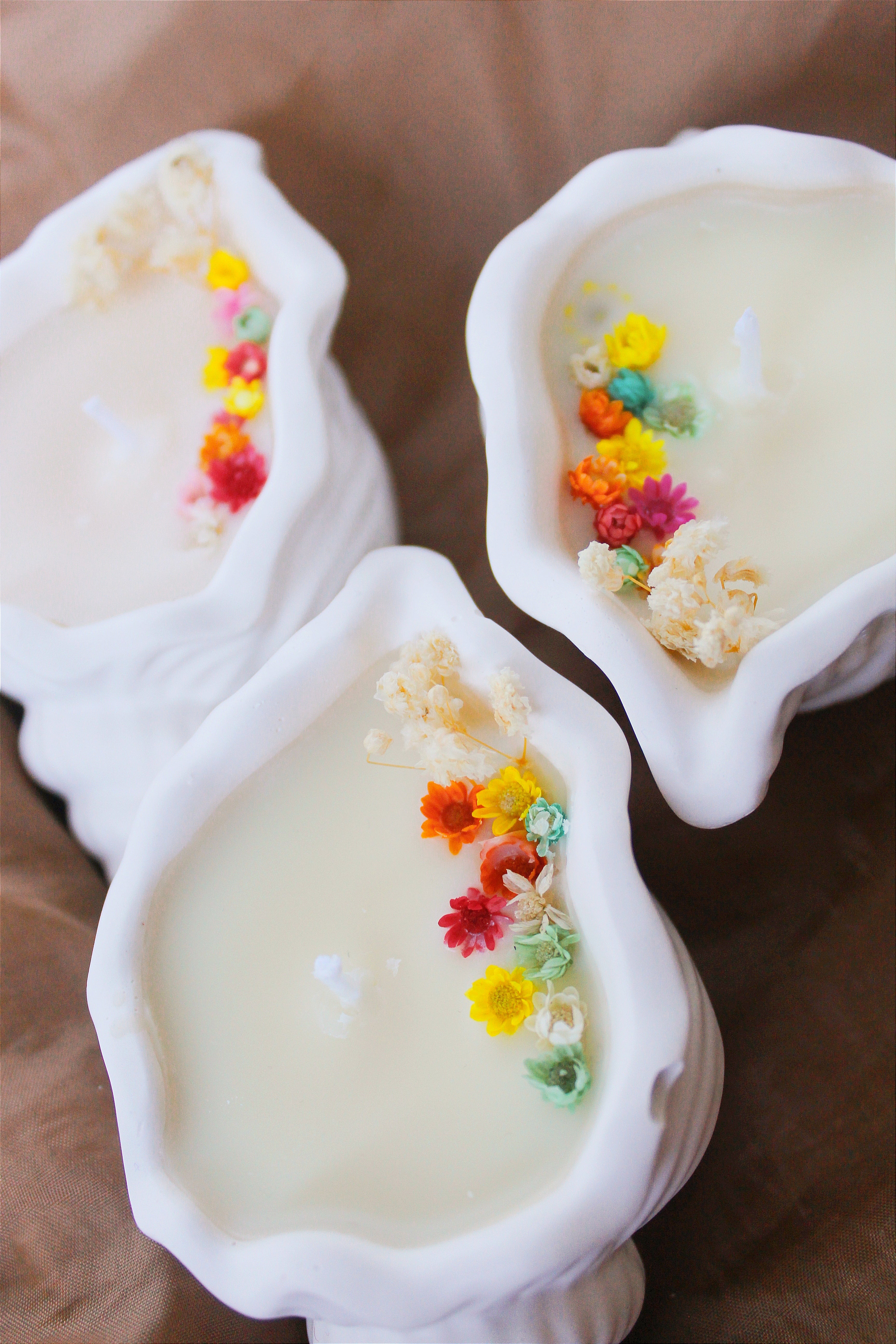 Bougie Coquillage Fleurs Séchées — Parfums de Grasse, Artisanale