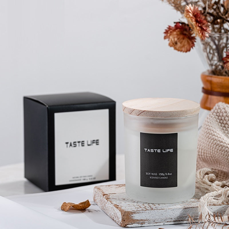 Bougie Parfumée Artisanale — Couvercle en Bois Translucide & 16 Parfums