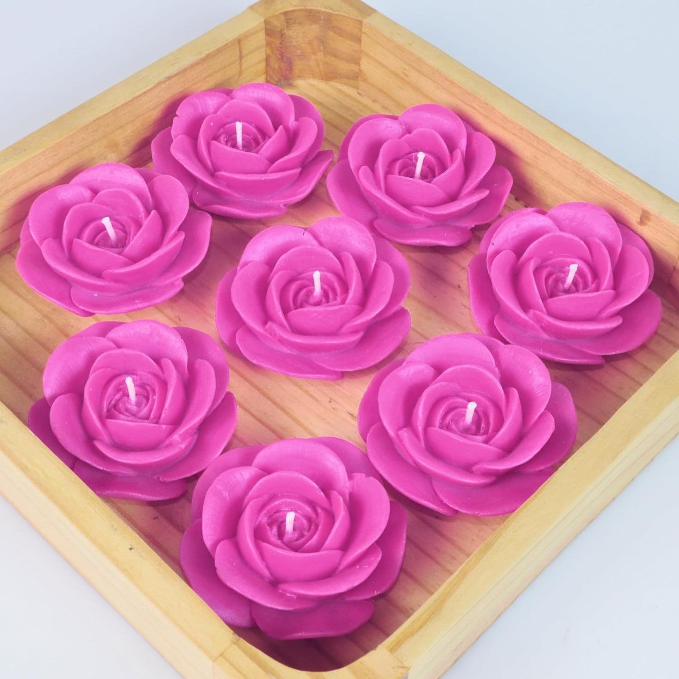 Lot de 8 Bougies Flottantes Rose Rose — Parfumées, Déco & Bien-être
