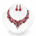 Parure Bijoux Rubis Rouge & Cristal Argent