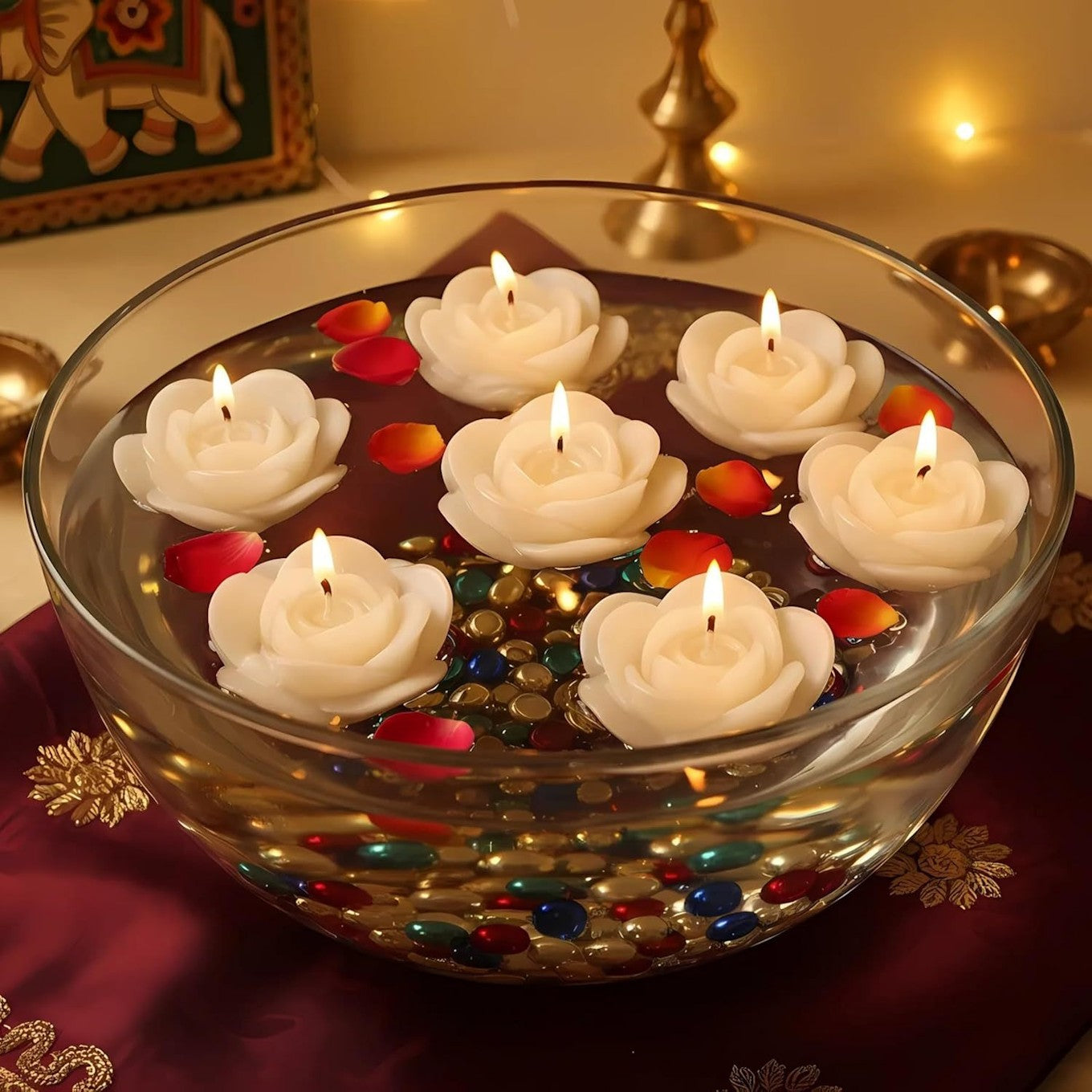 Lot de 8 Bougies Flottantes Rose Blanche — Déco Romantique & Bien-être