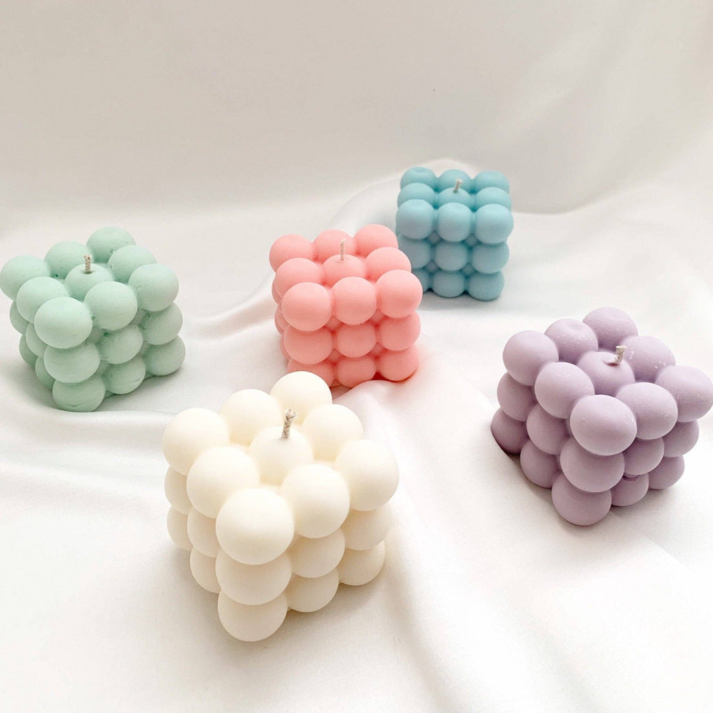 Bougie Cube Bubble — Cire de Soja 100% Naturelle, 6 Couleurs