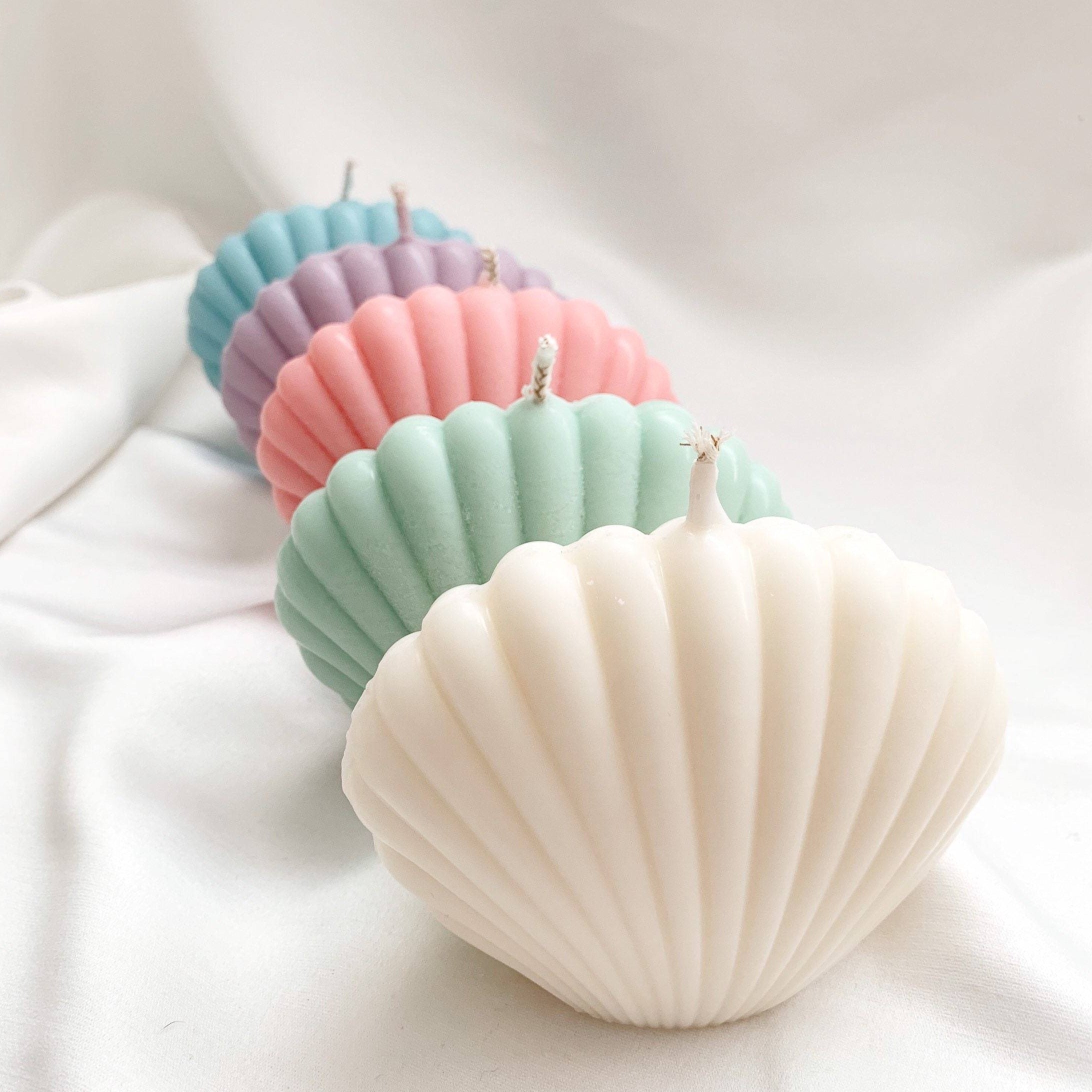 Bougie Coquillage Décorative — Cire de Soja, 6 Couleurs