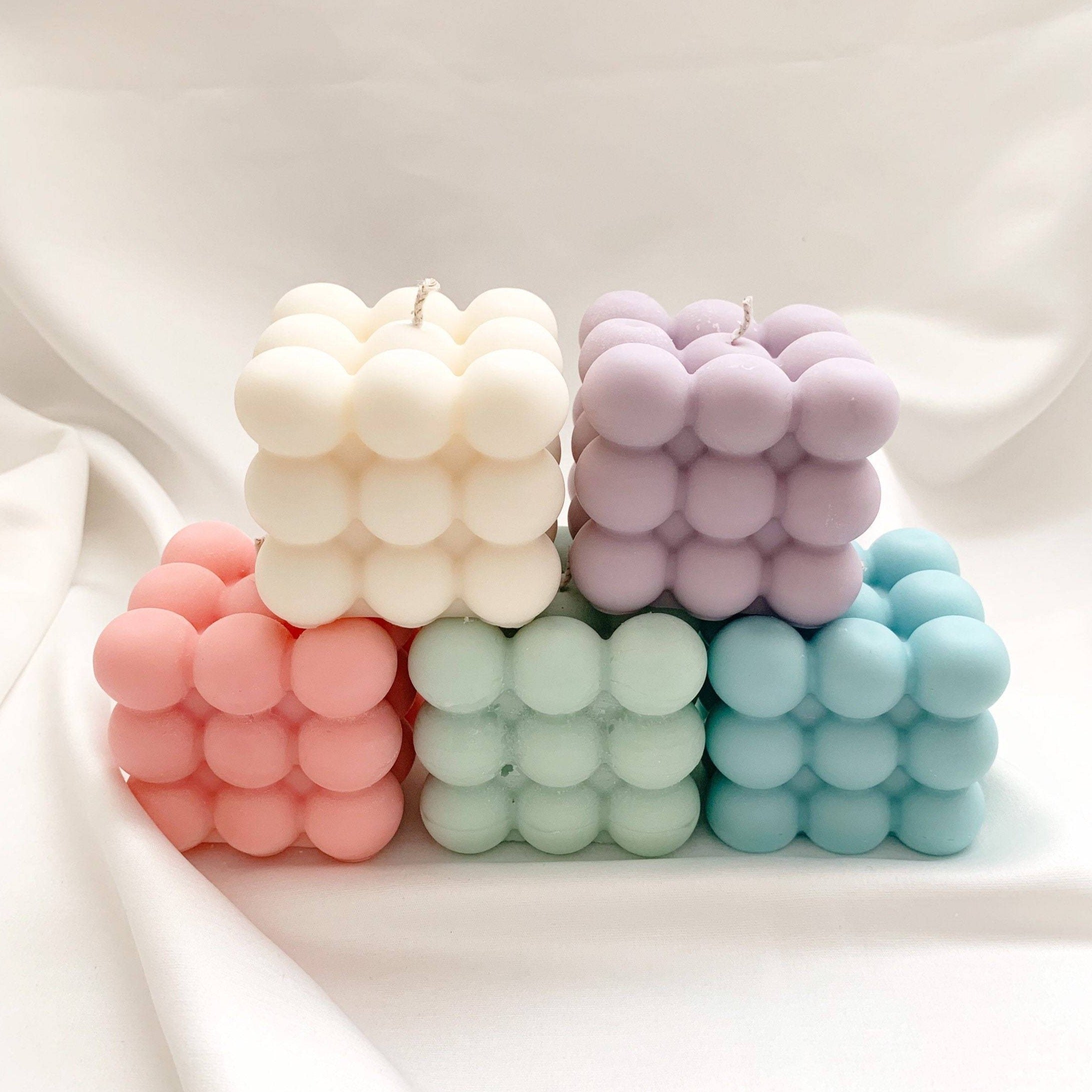 Bougie Cube Bubble — Cire de Soja 100% Naturelle, 6 Couleurs
