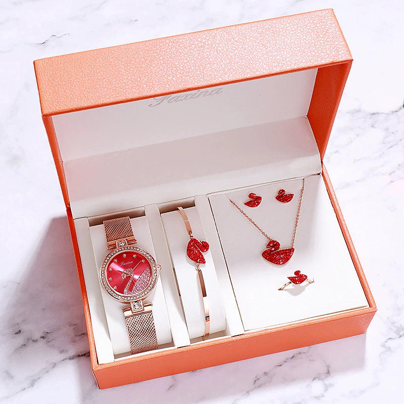 Coffret-cadeau femme cinq pièces, montre élégante et raffinée
