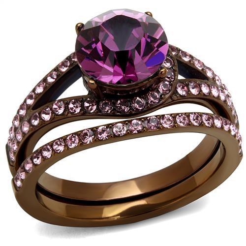 Bague reflet café moka cristal violet