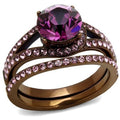 Bague reflet café moka cristal violet