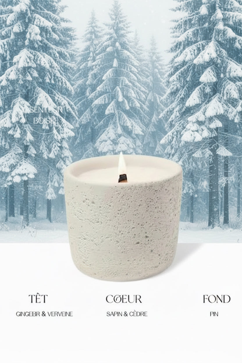 Bougie Parfumée Souffle de Nature — Sapin | Cire de Soja & Mèche en Bois